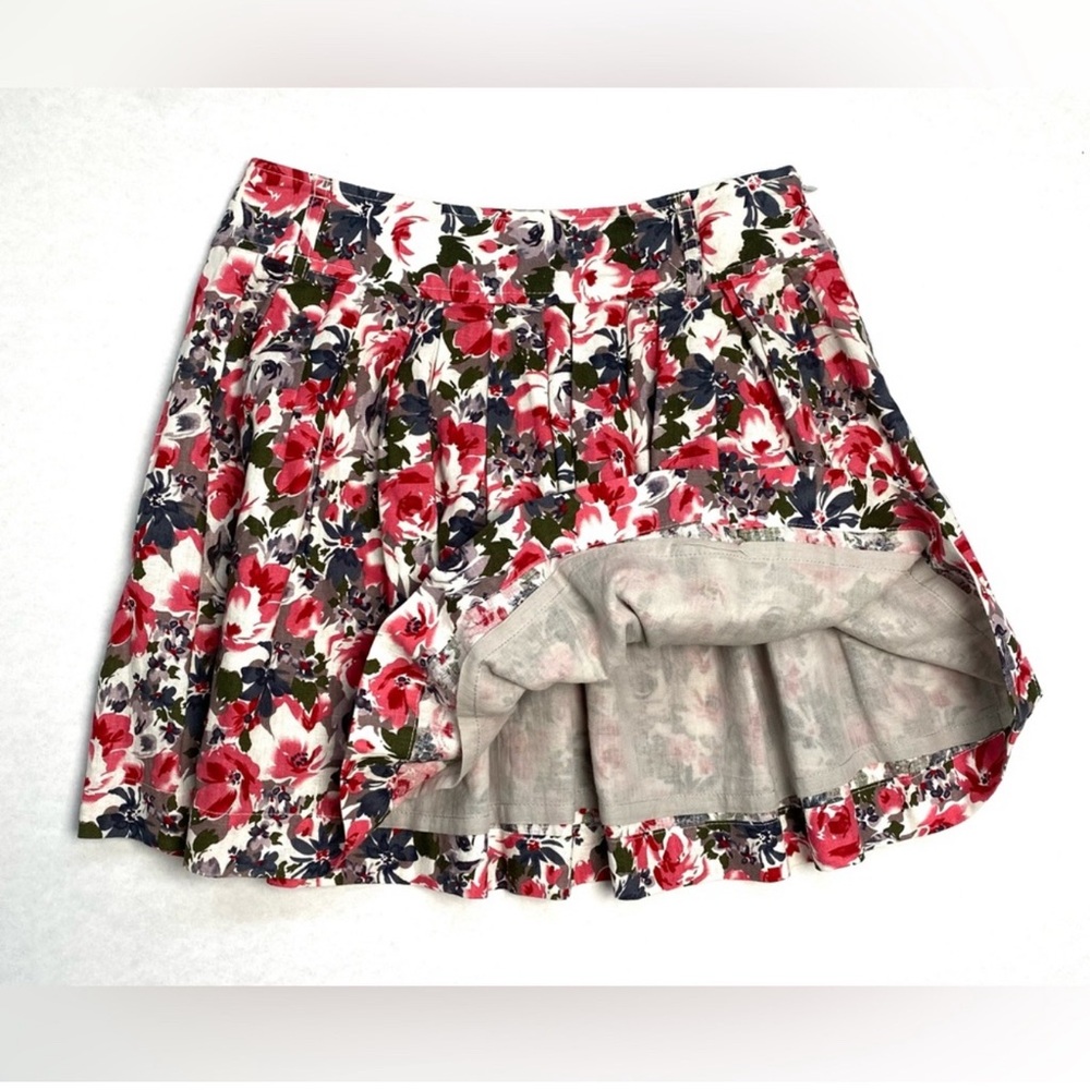 Forever 21 Women's Floral Pleated Multi Color Mini Skirt Side Zip Lined Size XS - Picture 3 of 9